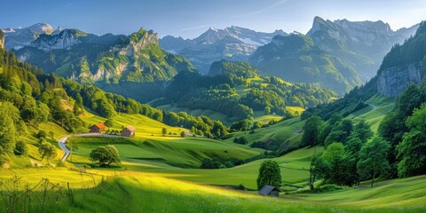Picturesque Mountain Valley Landscape