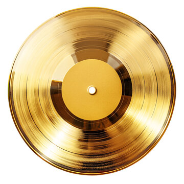 Gold vinyl record isolated on white and transparent background.