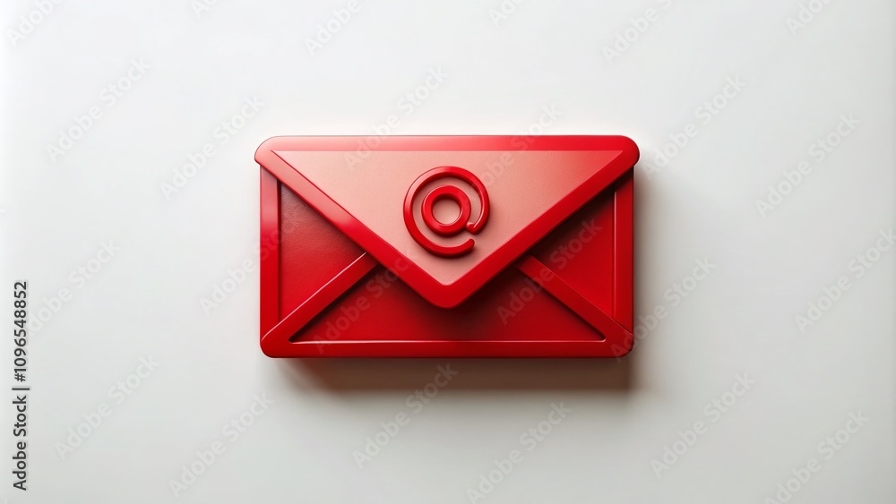 Poster bright red email symbol on a clean white background representing communication and connectivity in t