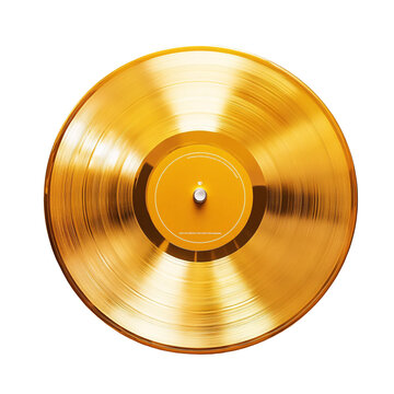 Gold vinyl record isolated on white and transparent background.