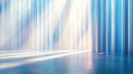 Abstract Blue Columns and Sunlit Floor Design