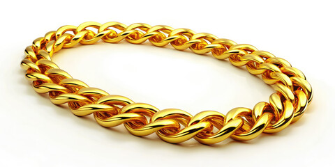 Obraz premium The gold bracelet is separated on a white background and looks beautiful.