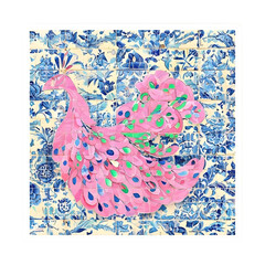 Peacock Sticker Design With Intricate Azulejo Details