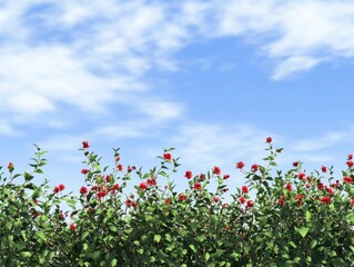 Obraz premium Red Flowers against a Clear Sky