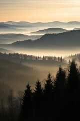 Fototapeta premium Misty Mountain Range Sunrise