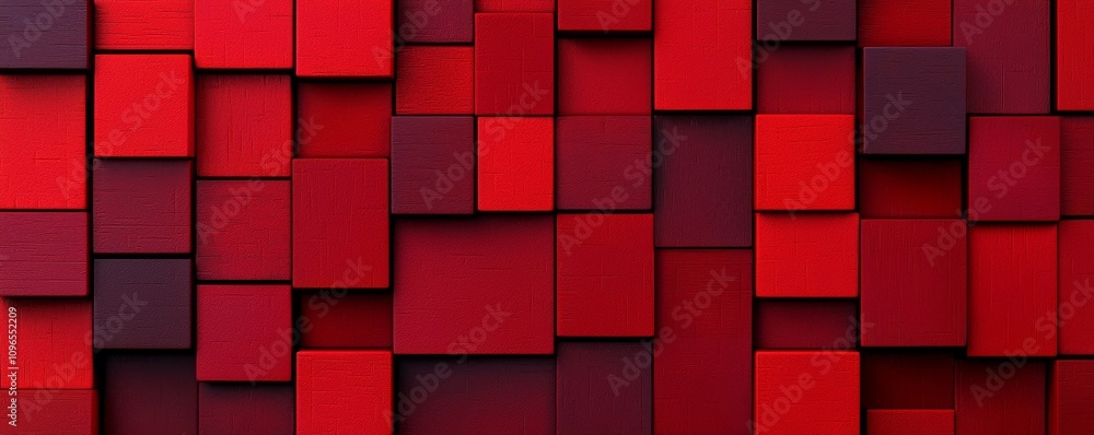 Aufkleber textured red blocks create a visually striking abstract background.