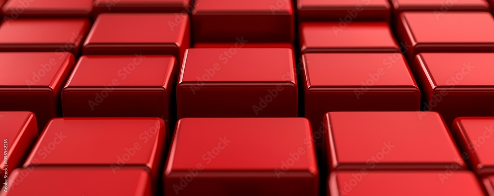Poster red glossy tiles arranged in a uniform pattern.