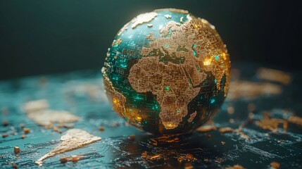 Golden Circuit Globe Representing Global Connectivity