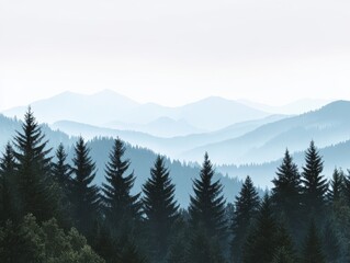 Fototapeta premium Misty Mountain Forest Scenery