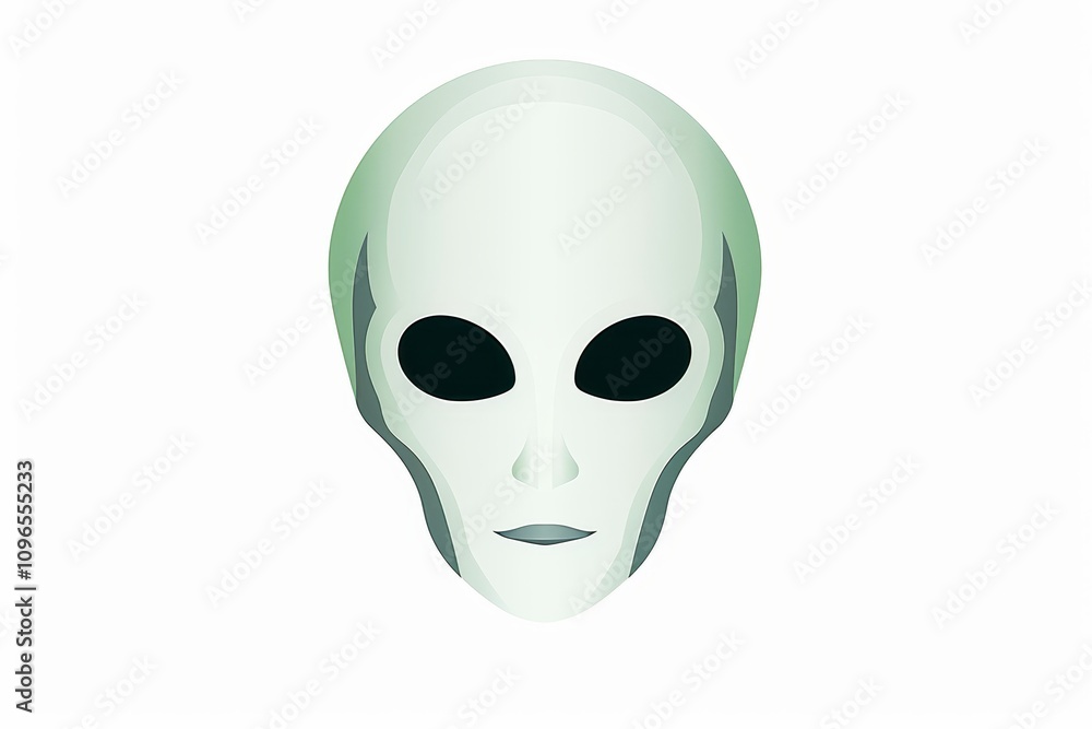 Poster sleek minimalist alien design featuring simple shapes and colors on a clean white canvas