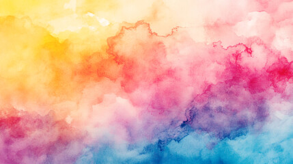 Fototapeta premium Abstract watercolor painting showcases vibrant colors blending harmoniously in a dreamy landscape
