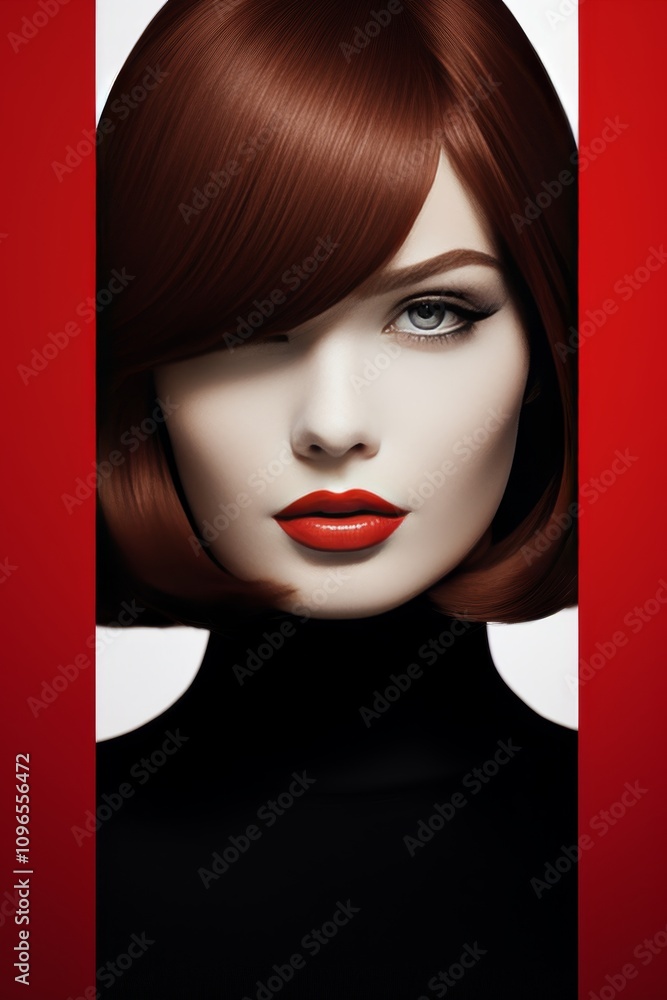 Poster minimalist portrait design featuring two primary colors with space for magazine and text