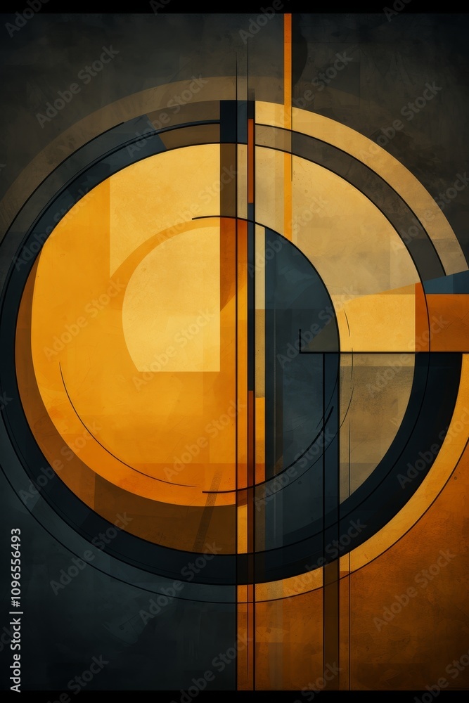 Poster abstract background design featuring large geometric shapes in contrasting colors with text space