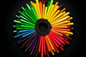 Obraz premium Create a symmetrical design featuring contrasting colored stationery items on both sides