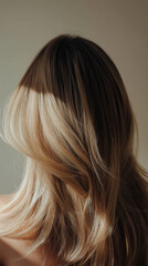 Fototapeta premium hair of a woman, blonde woman from behind, hair model, hair texture