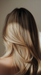 Naklejka premium hair of a woman, blonde woman from behind, hair model, hair texture