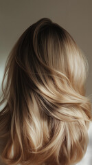 Naklejka premium hair of a woman, blonde woman from behind, hair model, hair texture