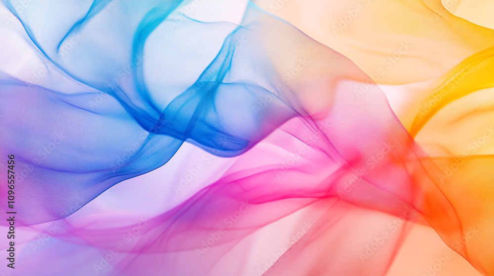 Poster Colorful abstract fabric patterns create a fluid and vibrant visual experience