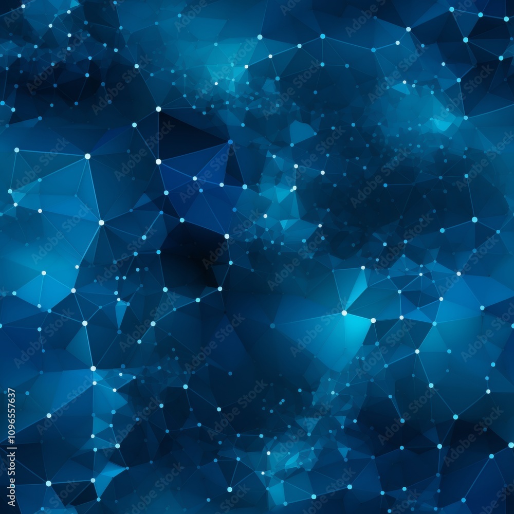 Poster abstract network diagram with connecting lines and nodes in shades of blue on white background