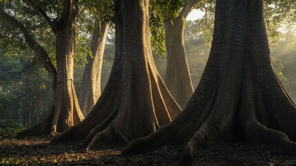 The towering Brazil nut trees dominate the Amazon canopy, their massive trunks supporting a vast ecosystem of interconnected life forms.