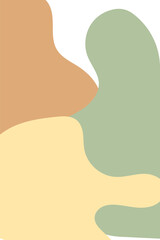 A minimalist abstract design featuring organic, flowing shapes in soft pastel colors, including muted green, pink, and beige. The shapes have a fluid, smooth texture, creating a calming and modern loo