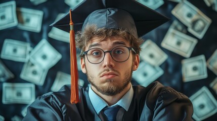 Graduate Student Contemplating Financial Burden Of Education