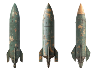 Vintage Rocket Models on Transparent Background
