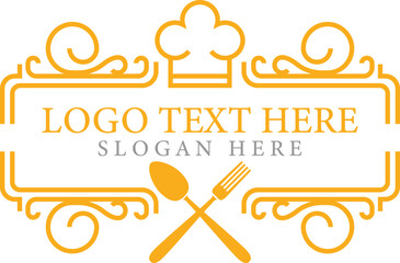 Kitchen logo design with spoon and fork concept illustration vector.