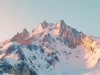 Majestic Snowy Mountain Peaks at Sunrise