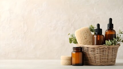 Naklejka premium Natural Spa Products in Basket