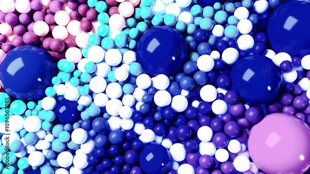 Poster a visually stunning and colorful collection of spheres is present on a smooth surface, and they are 
