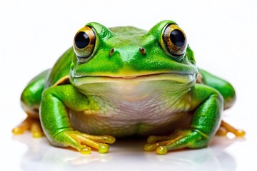 Obraz premium Captivating Green Frog Toad Isolated on White Background Showcasing Unique Features and Textures, Perfect for Nature and Wildlife Photography Projects