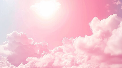 A dreamy Valentine's Day scene with a pink sky and white clouds, evoking sweet thoughts of love and happiness.