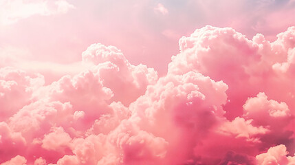Fototapeta premium A dreamy Valentine's Day scene with a pink sky and white clouds, evoking sweet thoughts of love and happiness.
