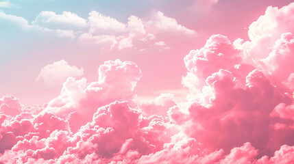 A dreamy Valentine's Day scene with a pink sky and white clouds, evoking sweet thoughts of love and happiness.