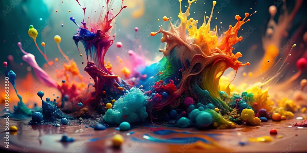 Poster captivating ink splat collection showcasing dynamic patterns and vibrant colors for artistic backgro