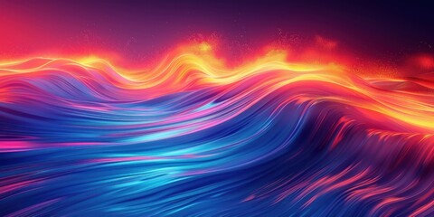 Abstract Wavy Lines with Glowing Fire Effect