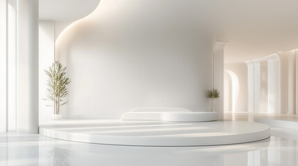 Fototapeta premium Minimalist Modern Virtual Space with Futuristic Lighting