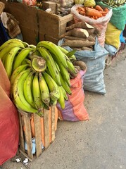 Green Bananas and Cassavas at a Street Market in La Paz, Bolivia