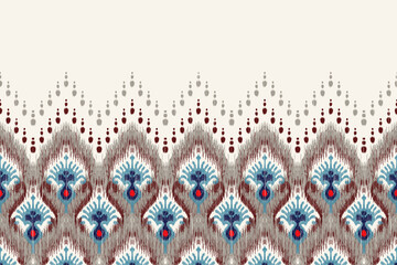 Ikat floral pattern illustration. © An_anan