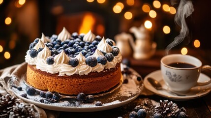 Delicious Berry Cake with Cozy Ambiance