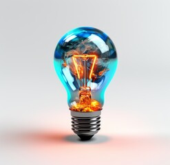 Avant-Garde Fusion: Light Bulb with Fluorescent Blue Yellow Colors
