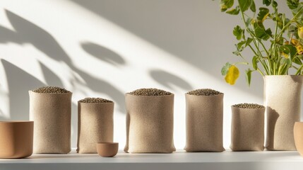 Naklejka premium Eco-Friendly Pouches with Organic Seeds for Sustainable Living