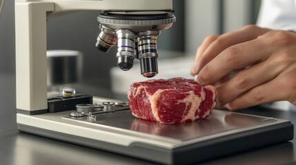 Technician Using Microscope to Examine Cell Culture Sample Carefully