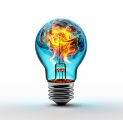 Digital Collage: Light Bulb with Cyan and Orange in Energy Style
