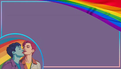 A purple background with two men kissing LGBT 