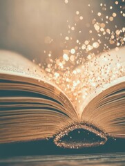 Enchanted Open Book with Golden Magic