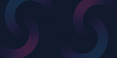 Modern shiny blue pink gradient circle lines pattern. Futuristic technology concept. Swirl circular element. Circle motion. Suit for banner, brochure, cover, presentation, graphic design, vector