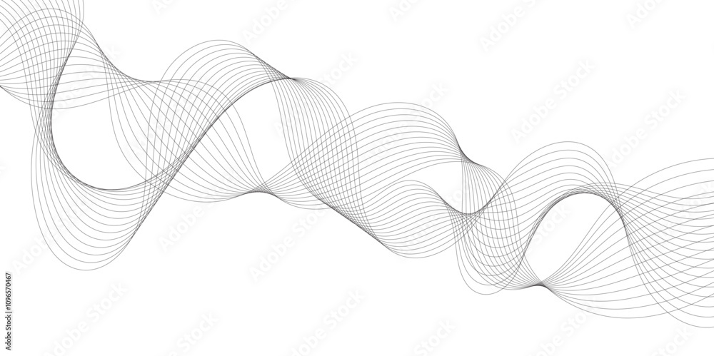 Leinwandbilder Abstract grey, white smooth element swoosh speed wave modern stream background. Wave with lines created using blend tool. Abstract frequency sound wave lines and twisted curve lines background.	