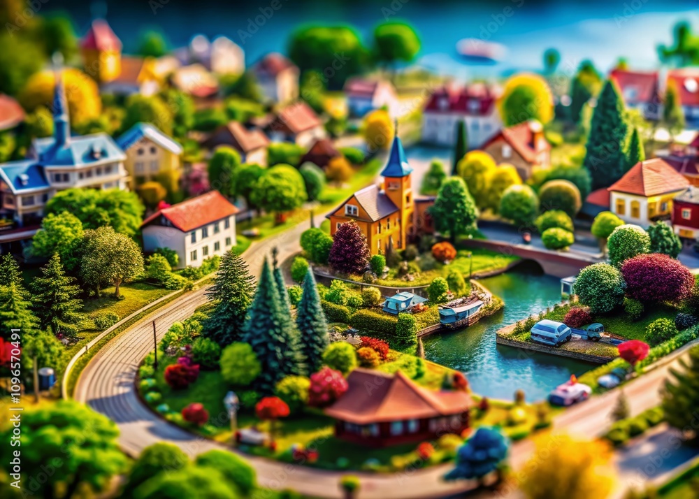 Aufkleber captivating mind trap background with tilt-shift photography for creative projects, featuring surrea